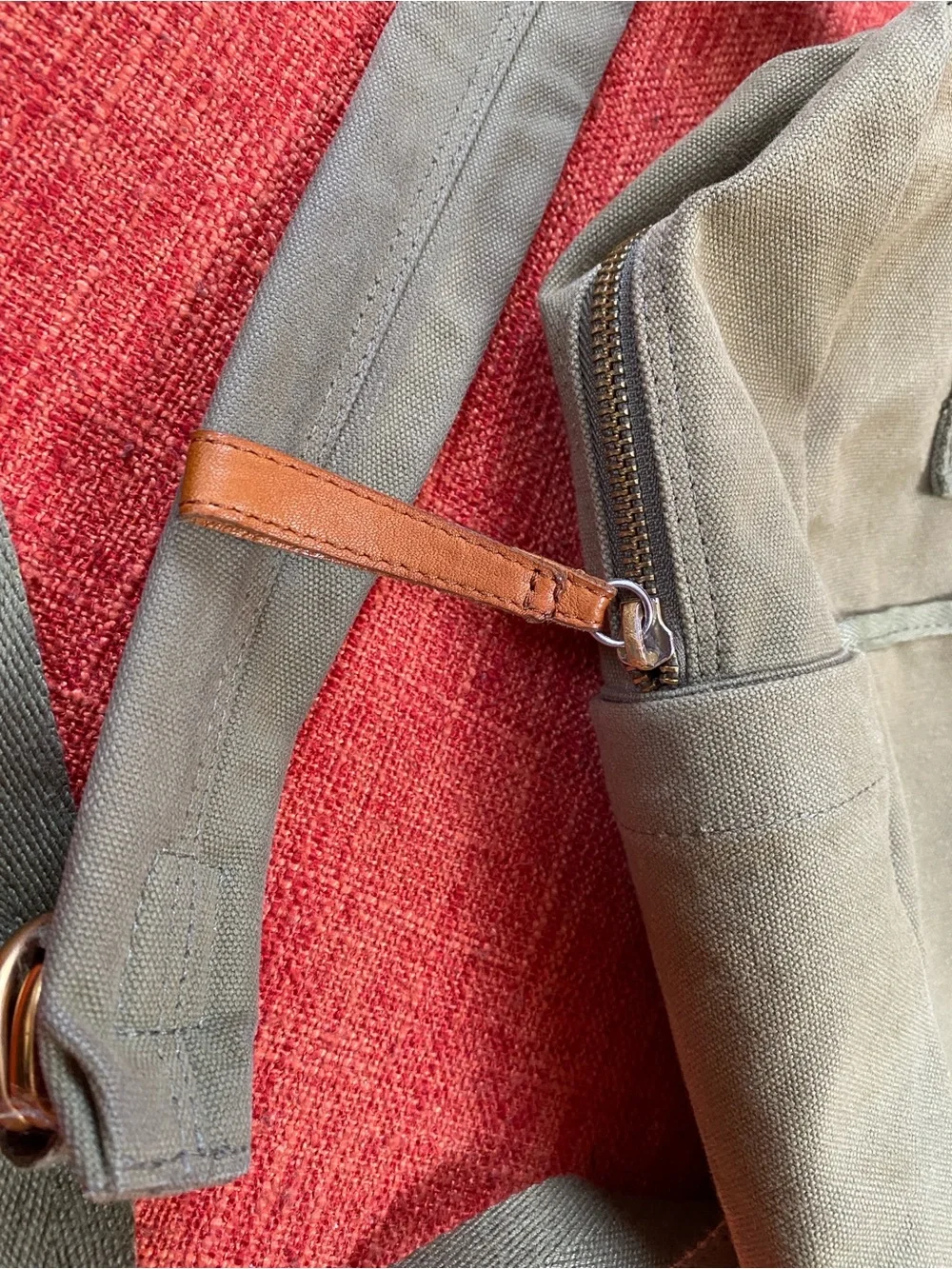 Margot New York Army Green Olive Canvas Cotton Backpack Utility